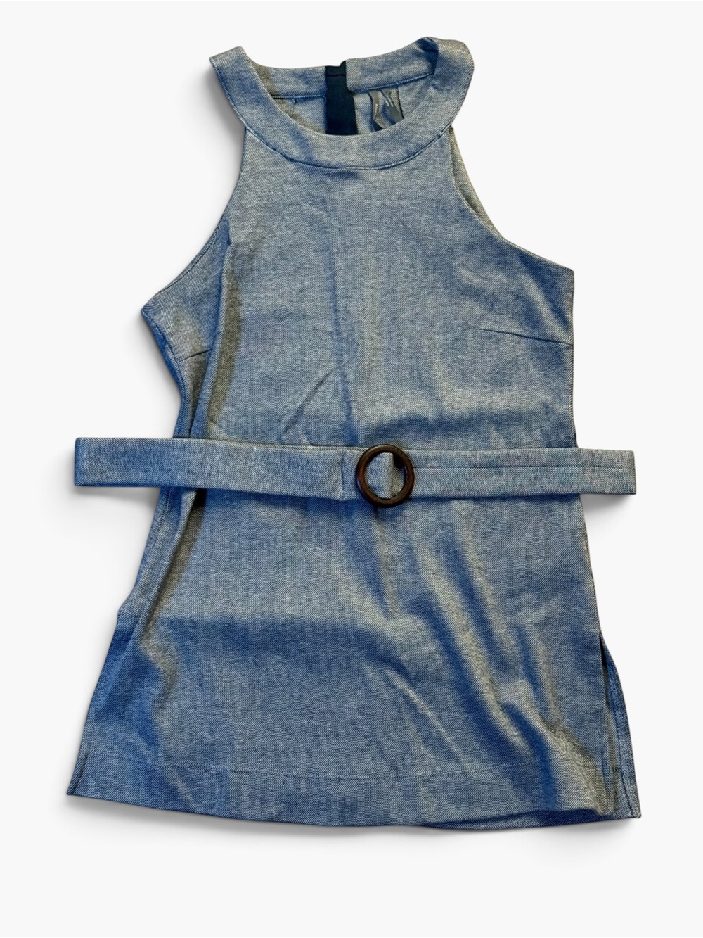 By Anthropologie Annette Belted Halter Sleeveless Tunic Top Blue Gray XS